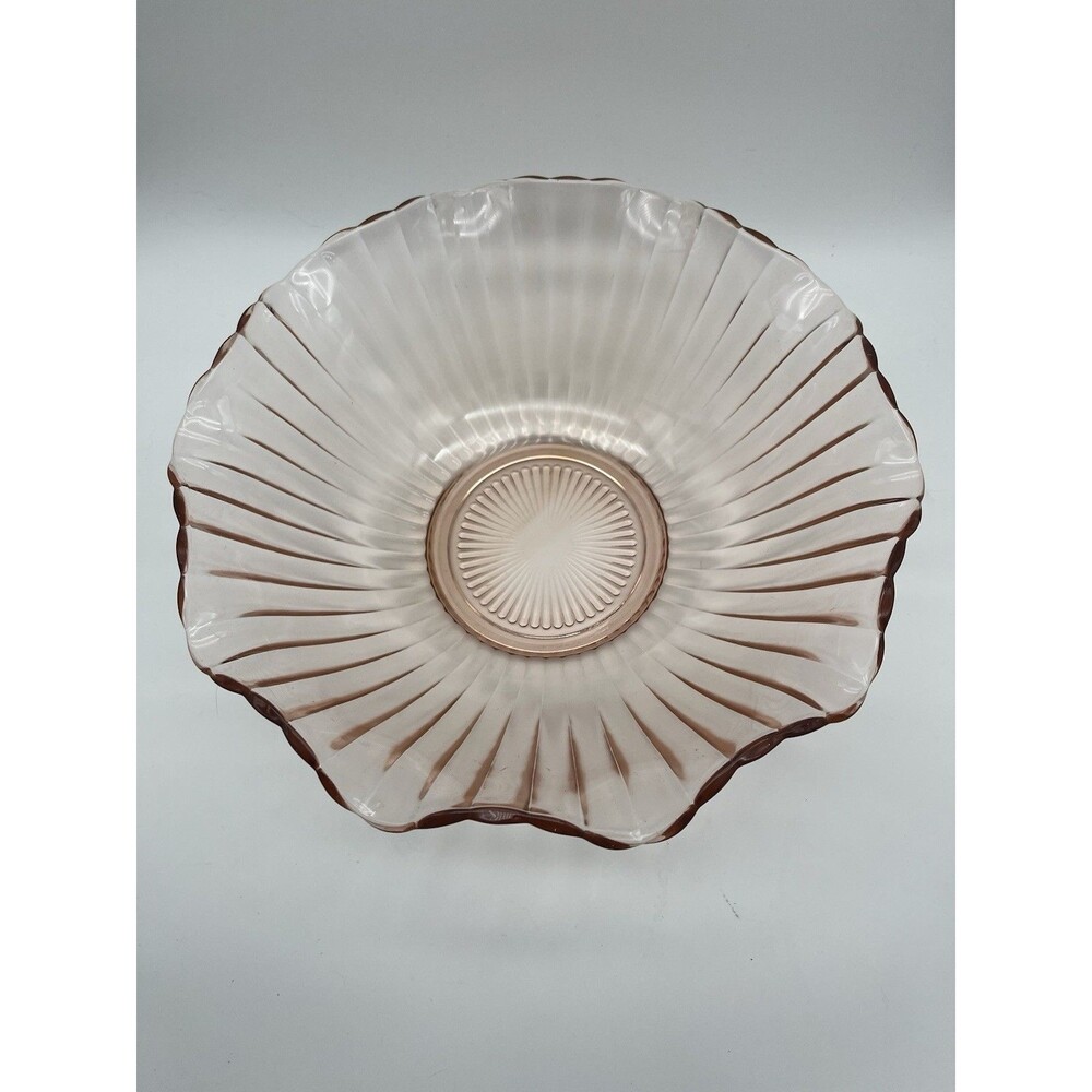 Vintage Pink Depression Glass Serving Bowl